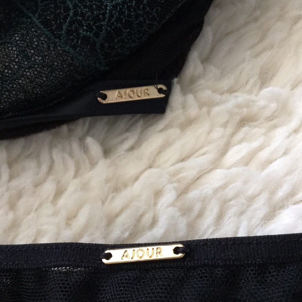 Ajour Luxury Lingerie Bra And Panty Set Sexy Black Green Embroidery Romantic Fun - Picture 10 of 14
